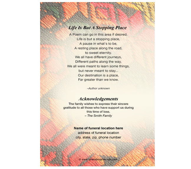 Poncho 4-Sided Graduated Funeral Program Template.