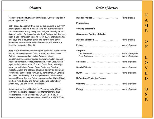Decolores 4-Sided Graduated Funeral Program Template.