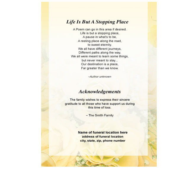 Saffron 4-Sided Graduated Funeral Program Template.