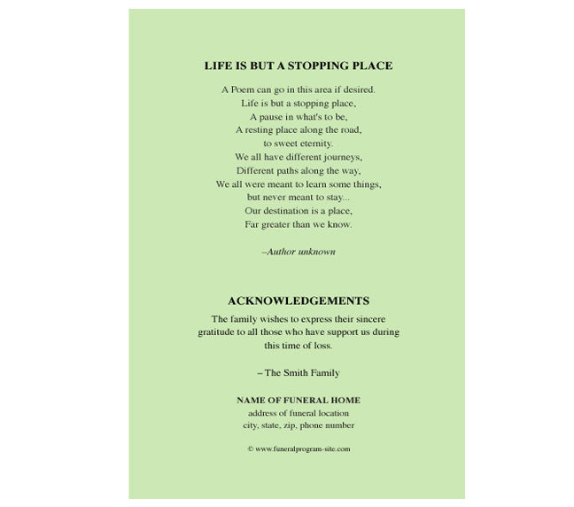 Sachet 4-Sided Graduated Funeral Program Template.