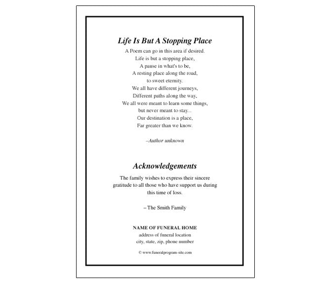 Ornate 4-Sided Graduated Funeral Program Template.