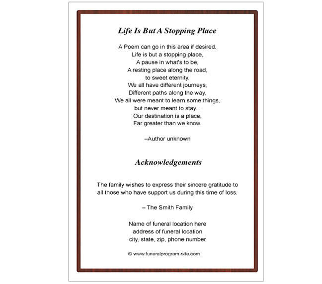 Remebrance 4-Sided Graduated Funeral Program Template.