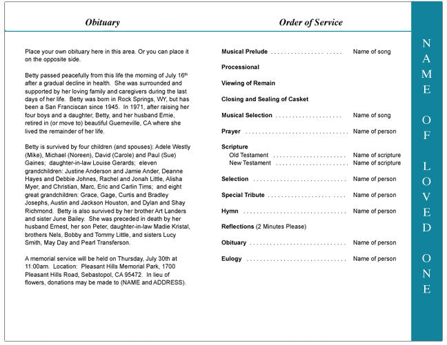 Gallant 4-Sided Graduated Funeral Program Template.
