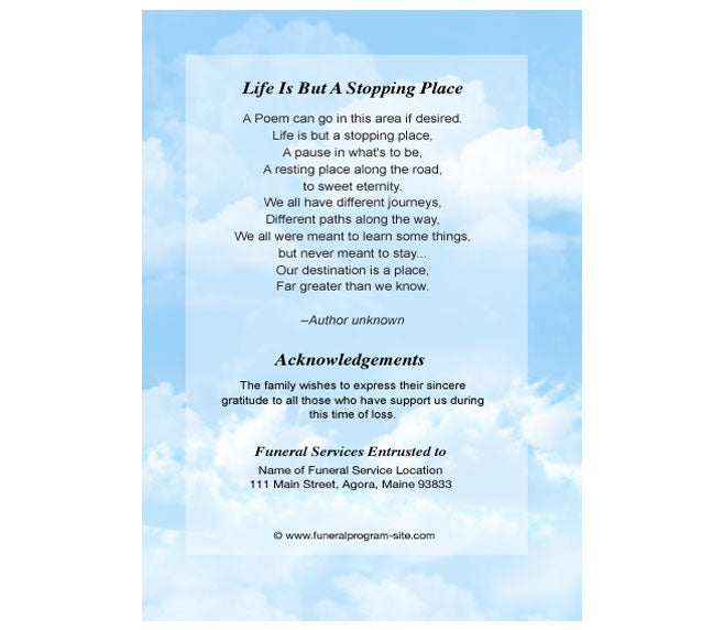 SkyBlue 4-Sided Graduated Funeral Program Template.