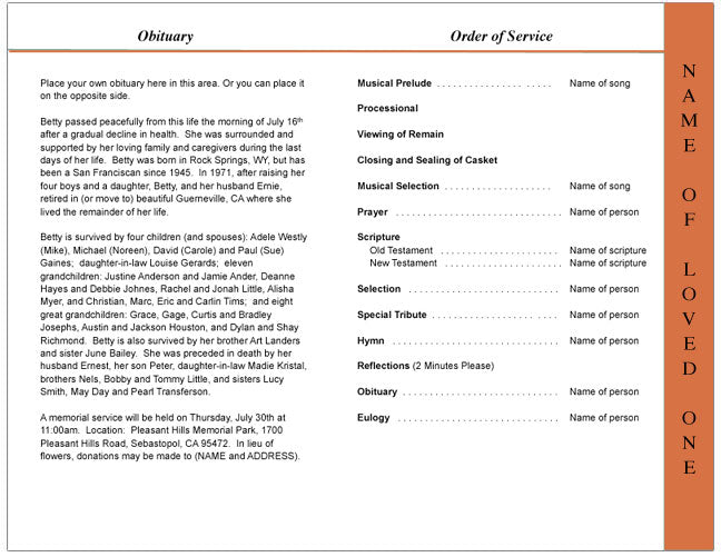 Autumn 4-Sided Graduated Funeral Program Template.