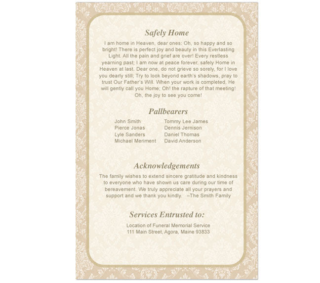 Alexandria 8-Sided Funeral Graduated Program Template.