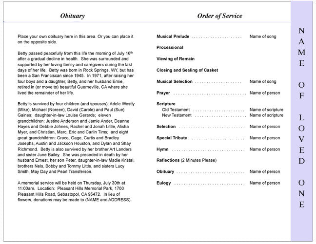 Embrace 4-Sided Graduated Funeral Program Template.