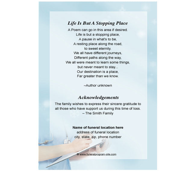 Nurse 4-Sided Graduated Funeral Program Template.