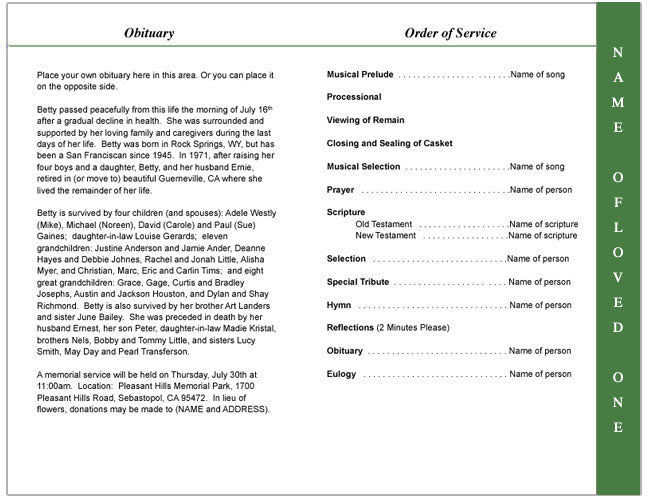 Celtic 4-Sided Graduated Funeral Program Template.