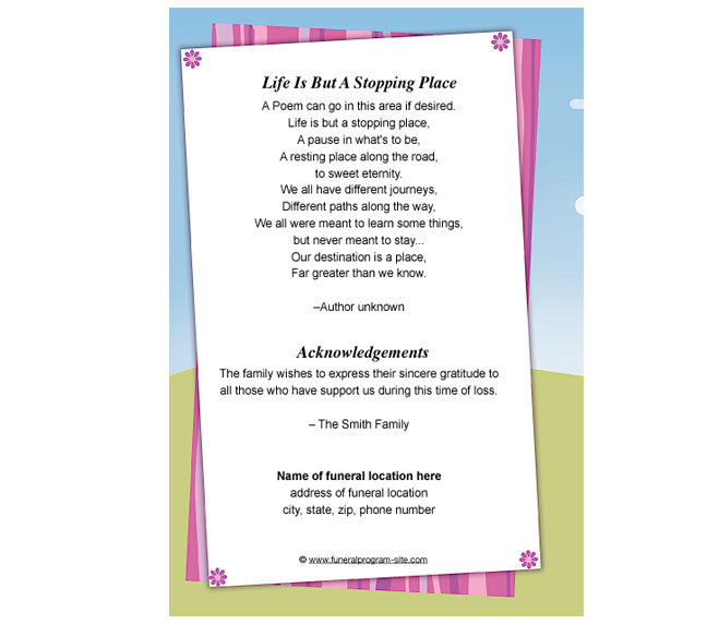 Doll 4-Sided Graduated Funeral Program Template.