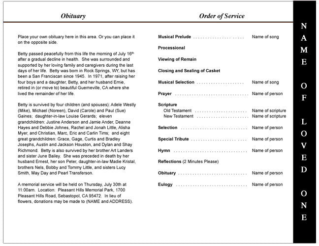 Racing 4-Sided Graduated Funeral Program Template.