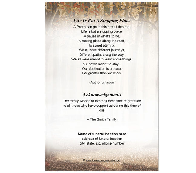 Deer 4-Sided Graduated Funeral Program Template.