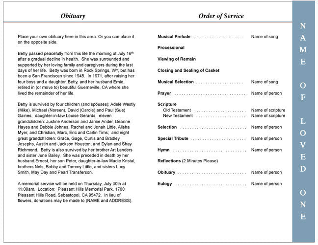 Morningstar 4-Sided Graduated Funeral Program Template.