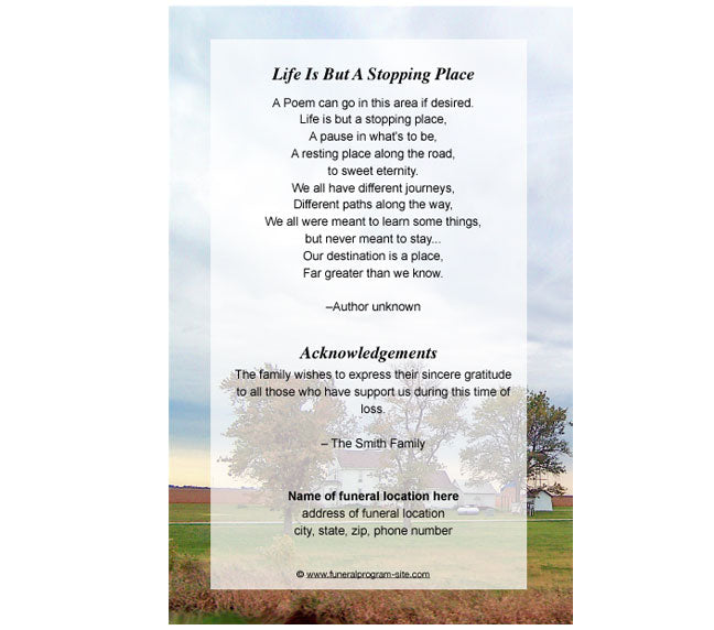 Farm 4-Sided Funeral Graduated Program Template.