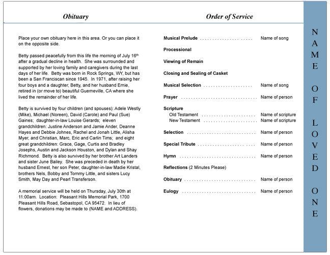 Farm 4-Sided Funeral Graduated Program Template.