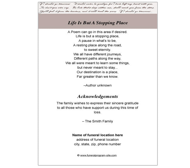 Mountain 4-Sided Graduated Funeral Program Template.