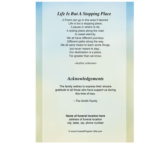Pillars 4-Sided Graduated Funeral Program Template.
