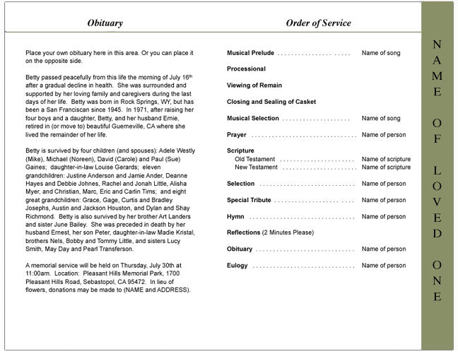 Grande 4-Sided Graduated Funeral Program Template.