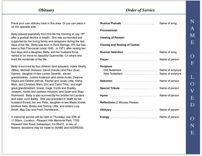 Crucifix 4-Sided Graduated Funeral Program Template.