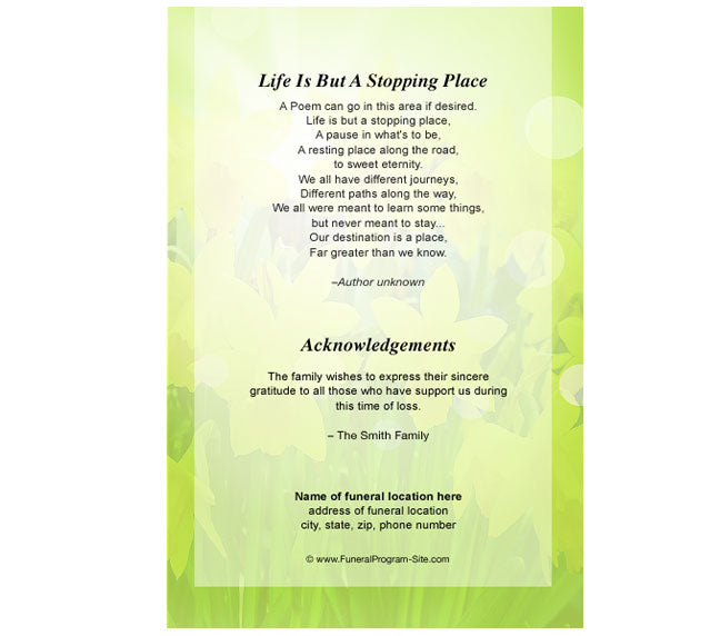 Daffodils 4-Sided Graduated Funeral Program Template.
