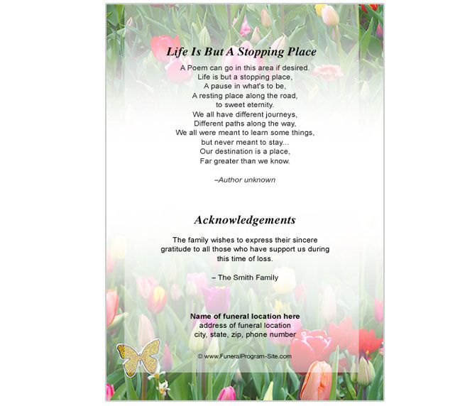 Fields 4-Sided Funeral Graduated Program Template.