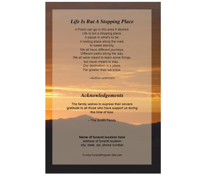 Classic Car 4-Sided Graduated Funeral Program Template.