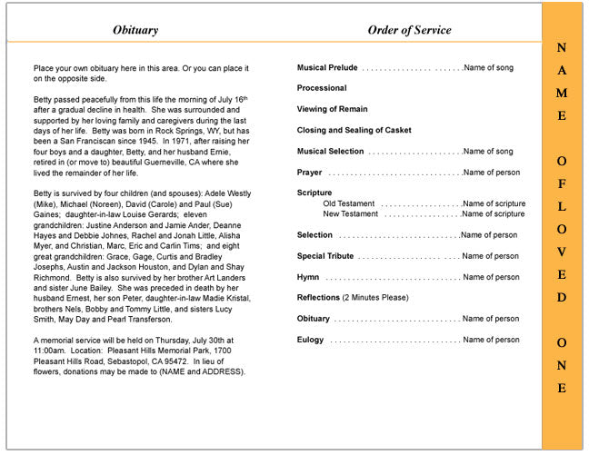 Classic Car 4-Sided Graduated Funeral Program Template.