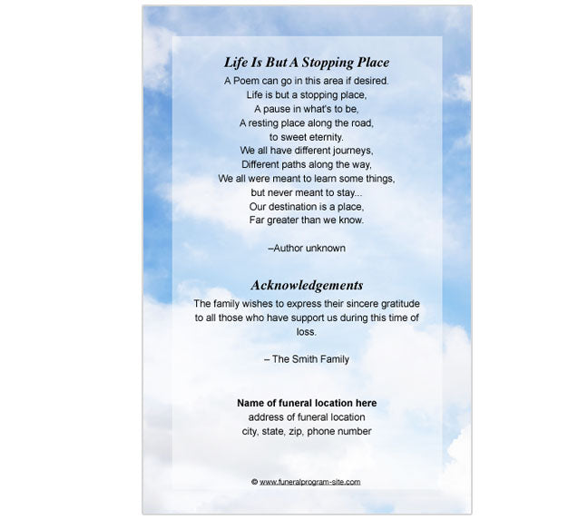 Devout 4-Sided Graduated Funeral Program Template.