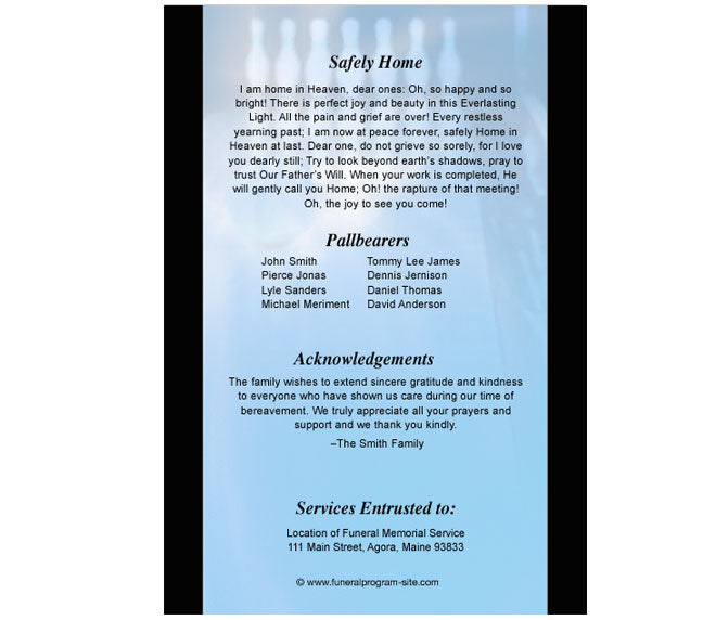 Bowling 4-Sided Graduated Funeral Program Template.