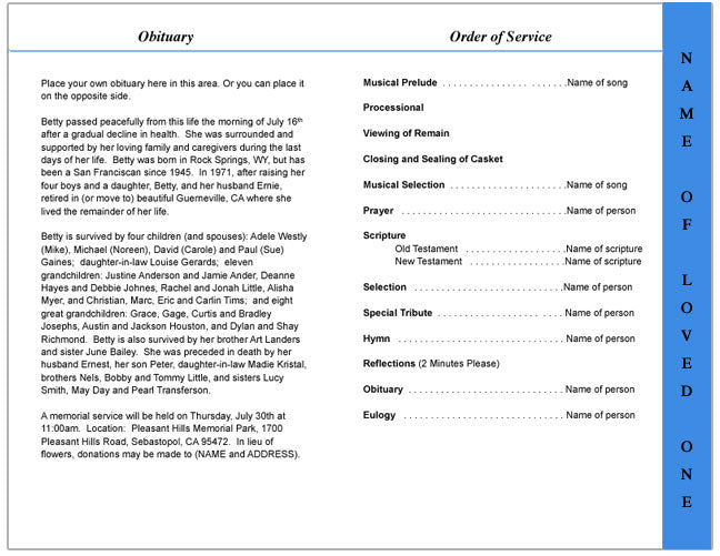 Jazz 4-Sided Graduated Funeral Program Template.