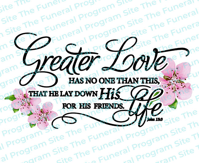 Greater Love Bible Verse Word Art.