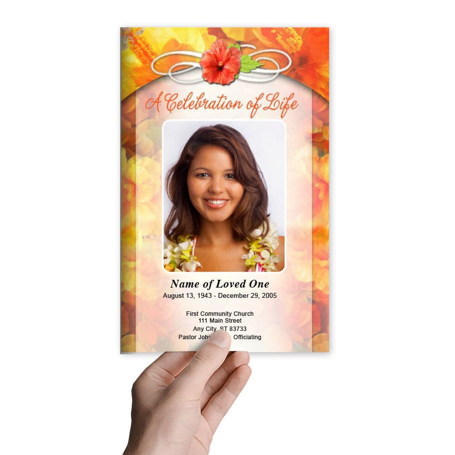 Hibiscus Funeral Program Template.