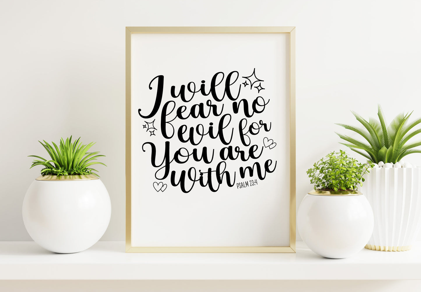 I Will Fear No Evil Bible Verse Word Art.