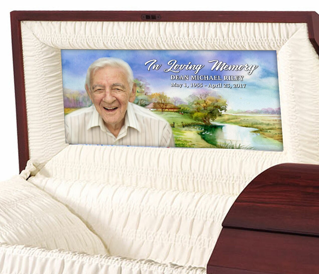 Country Watercolor Casket Head Panel Insert.