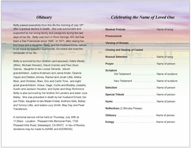 Glorify Funeral Program Template.