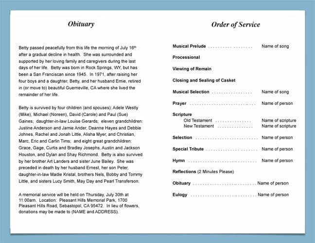 Powder Funeral Program Template.