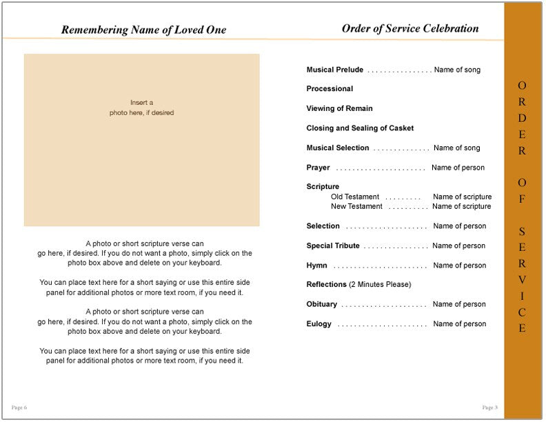 Footprints 8-Sided Graduated Funeral Program Template.
