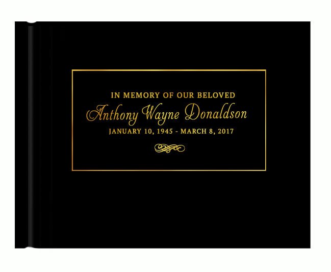 Elegantly Framed Foil Stamped Landscape Funeral Guest Book.