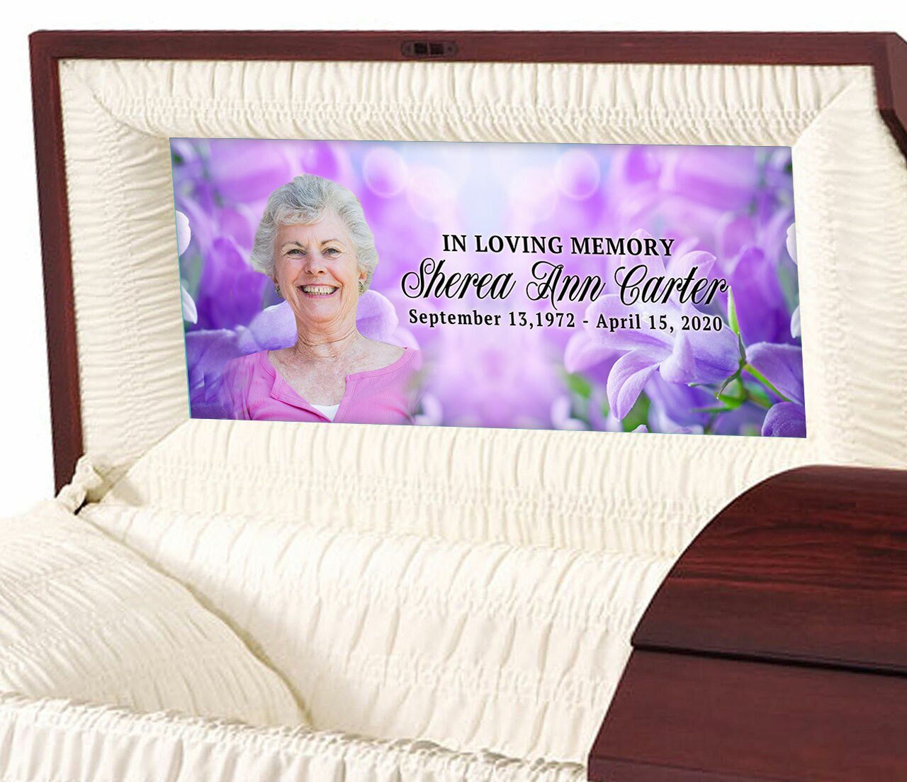 Lavender Flowers Custom Casket Head Panel Insert.