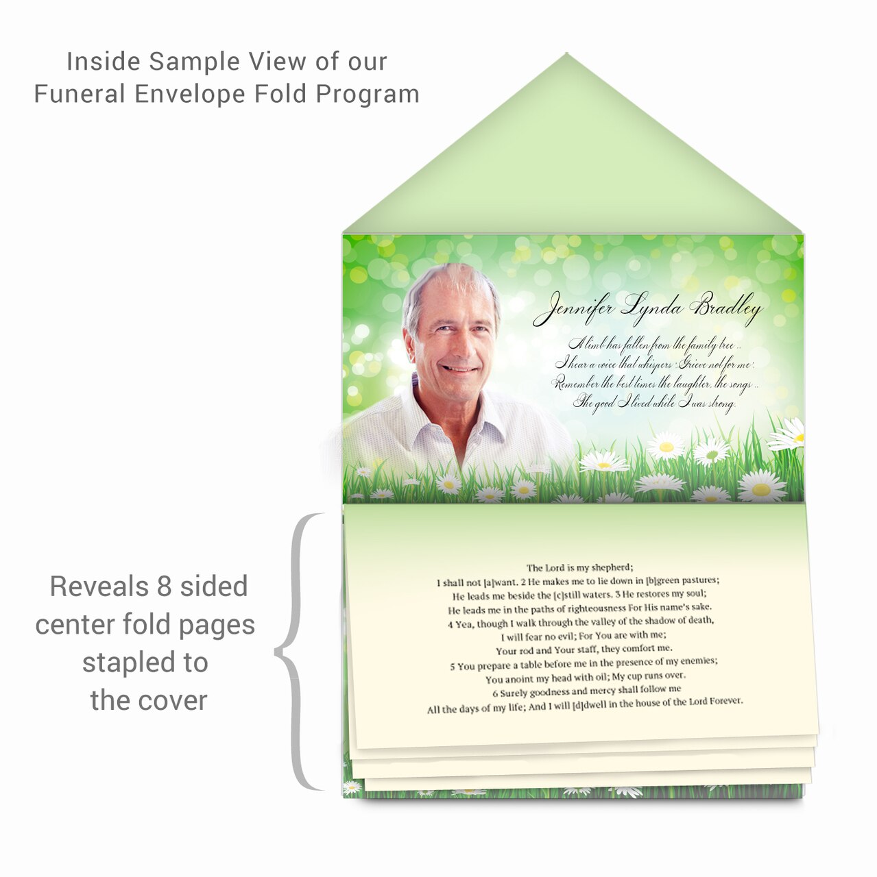Daisy Delight Envelope Fold Funeral Program Design & Print (Pack of 50).