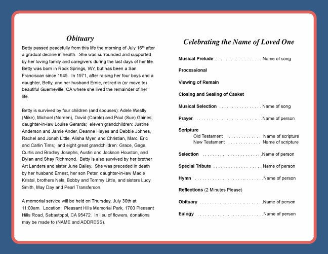 Marines Funeral Program Template.