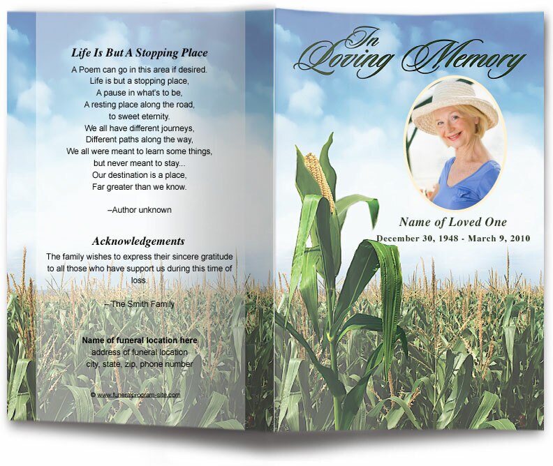 Cornfield Funeral Program Template.
