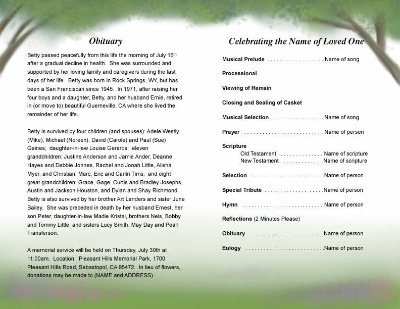 Spirit Funeral Program Template.
