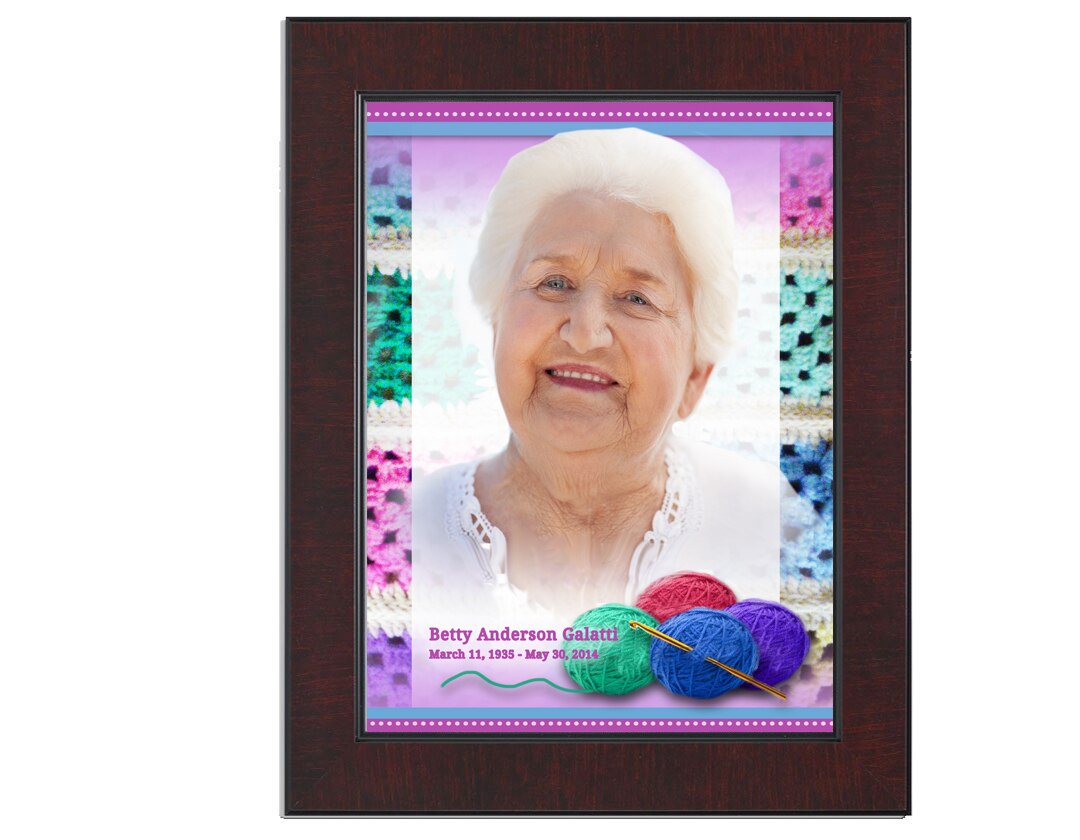 Crochet Funeral Memorial Poster Portrait.