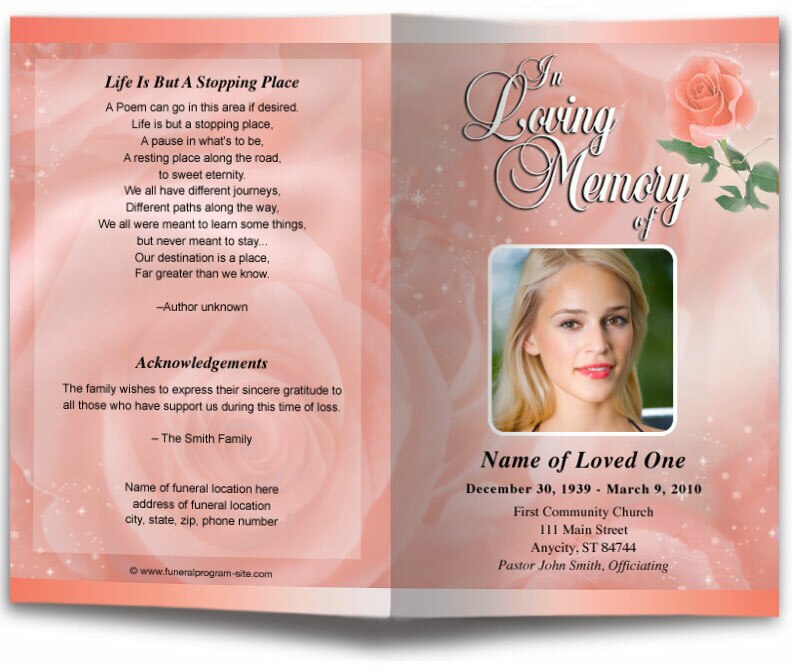 Petals Funeral Program Template.