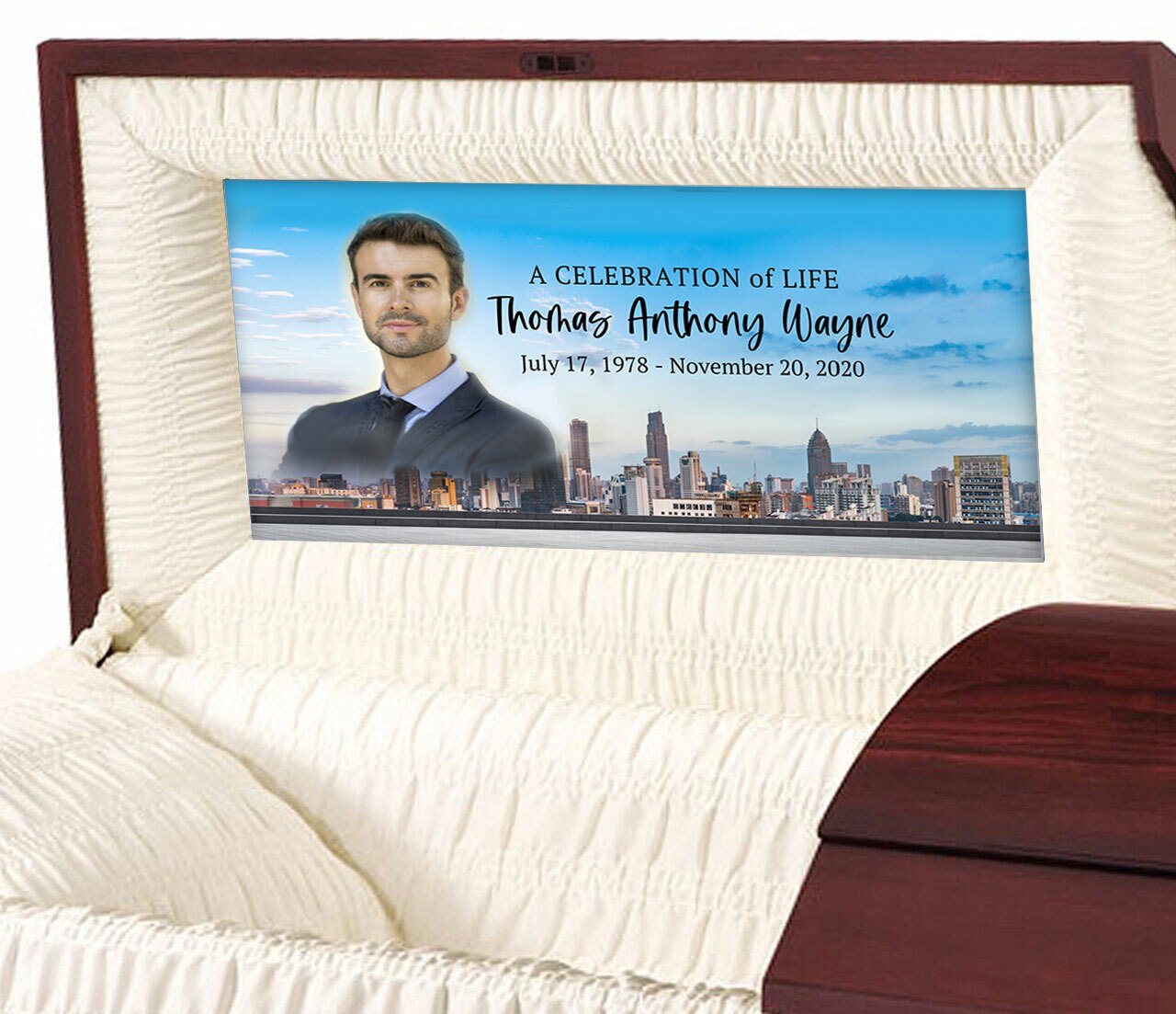 Big City Personalized Casket Panel Insert.