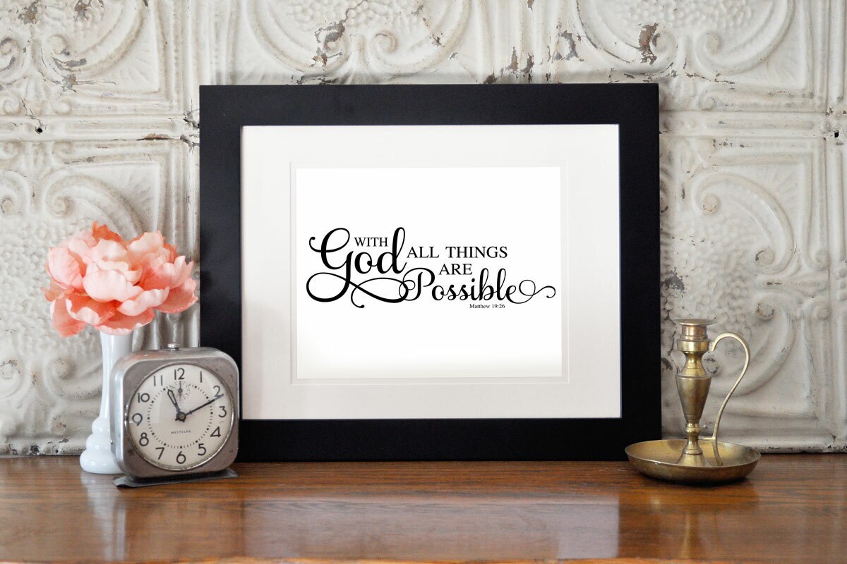All Things Are Possible Bible Verse Word Art.