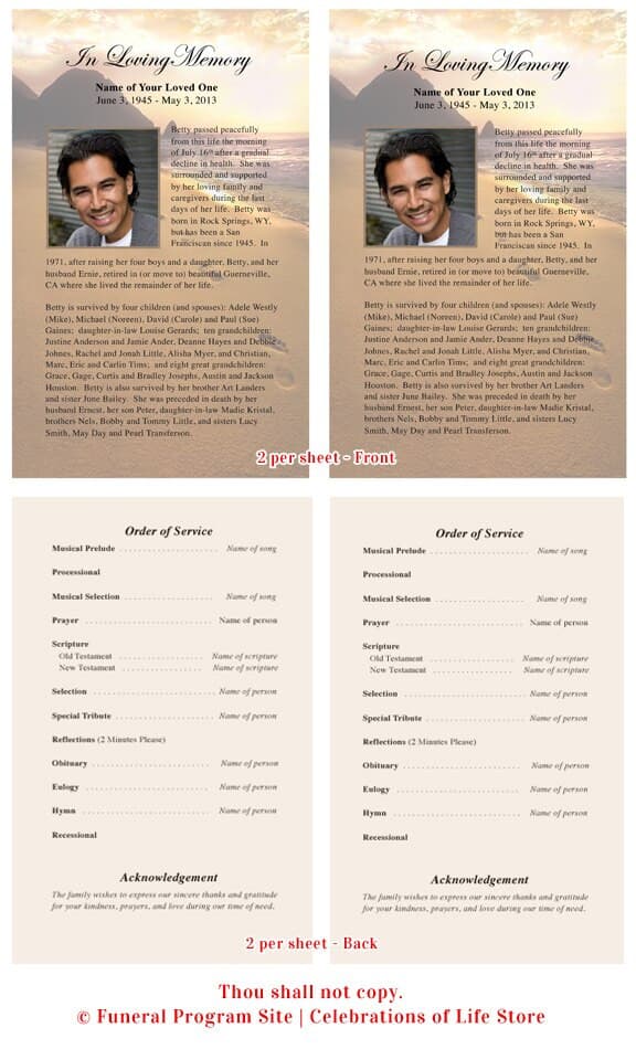 Footprints Funeral Flyer Template.