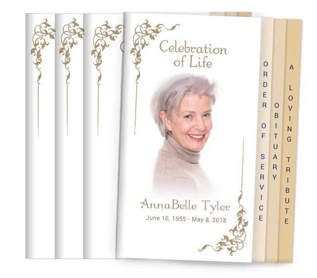 Platinum 8-Sided Graduated Funeral Program Design & Print (Pack 50).