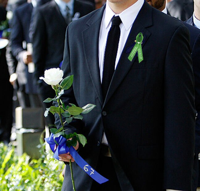 Red Yellow Awareness Ribbon Fireman/Firefighter - Pack of 10.